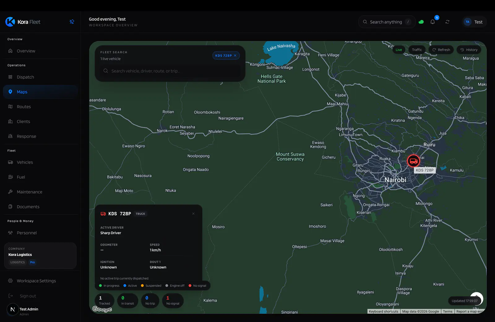 Kora live fleet map