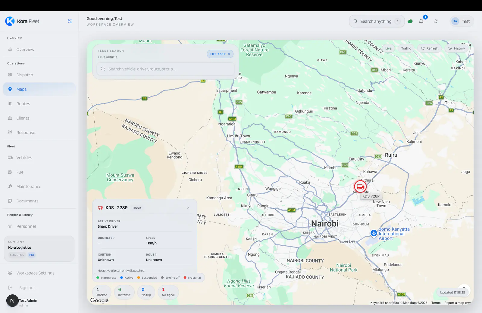 Kora live fleet map